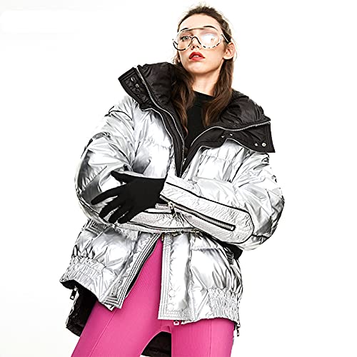 Manteau matelassé brillant d'hiver contre le froid doudoune mi-longue