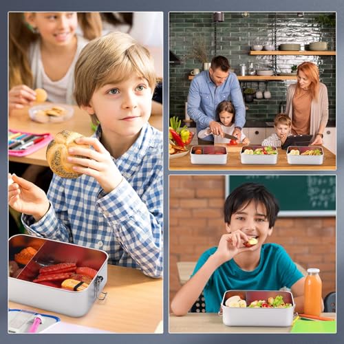 Zestaw pojemników na lunch ze stali nierdzewnej wielokrotnego użytku, nadaje się do mycia w zmywarce, do pracy i nauki