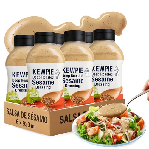 Salsa de Sésamo tostada, Salsa sin gluten, popular en cocina japonesa, Sabor umami, Ideal para usar como añiño en ensaladas, topping para poke, bowls o como salsa para noodles frios, 6 botes de 930 ml