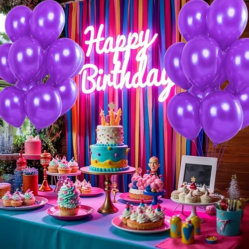 Image of Party Propz Purple Balloons For Decoration - 25 Pcs Purple Balloons for Birthday Decoration Items | Balloons for Birthday | purple birthday decoration kit | Purple Theme Birthday Decorations (latex)