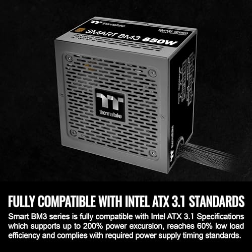 Image of Thermaltake Smart BM3 850W 80Plus Bronze ATX 3.1 & PCIE 5 Ready Semi-Modular Power Supply; 105C /221F Japanese Capacitor; 5 Year Warranty; PS-SPD-0850MNFABU-3