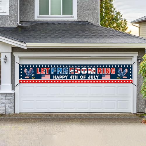 Image of 4th of July Decorations Let Freedom Ring Banner, Red White and Blue Happy 4th of July Yard Sign, Patriotic Party Decor 9.8 x 1.6 ft