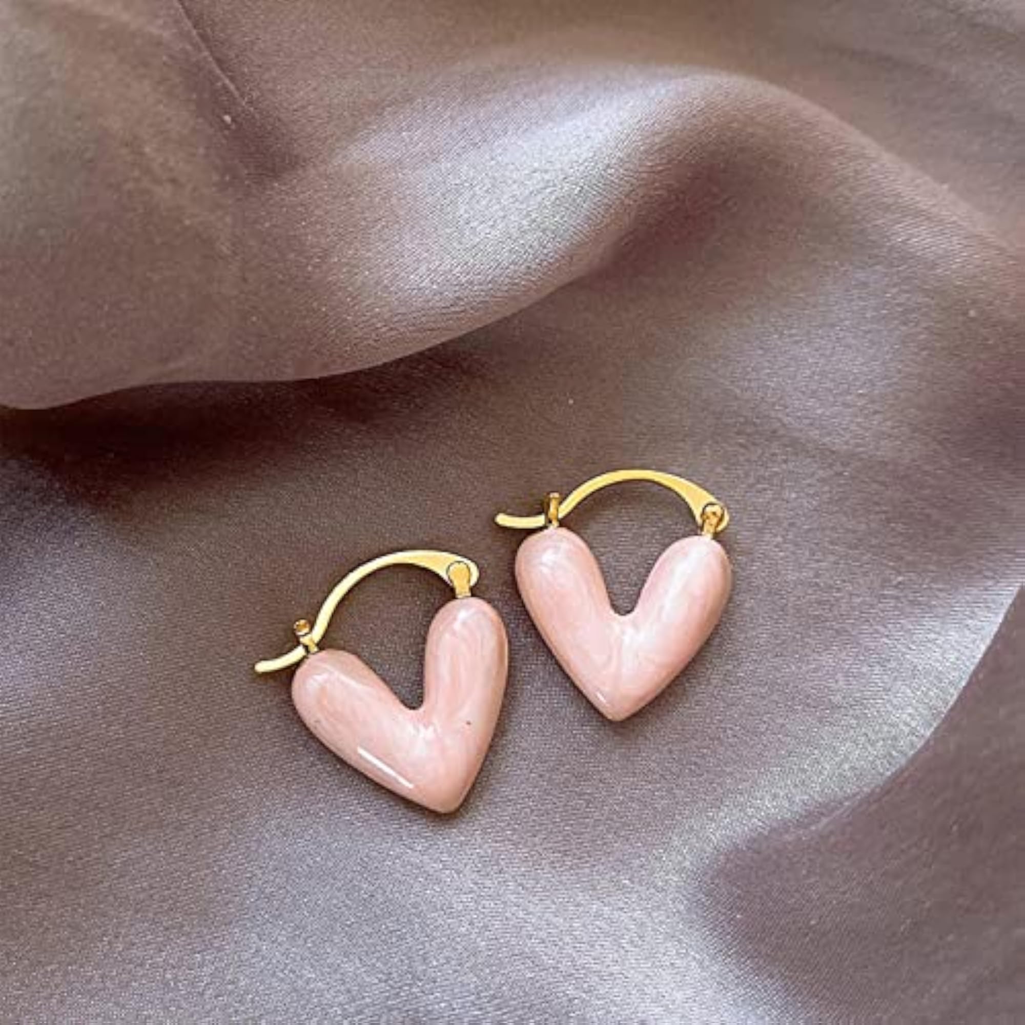 Heart Shape Girls Earring Stud Drop Earrings, Pink