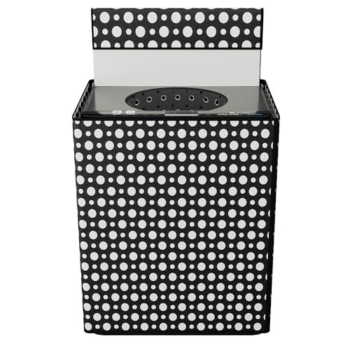 Image of Kuber Industries PVC Fully Automatic Washing Machine Cover Top Load | Dustproof Top Load Washing Machine Cover - Ideal for 6 kg, 6.5 kg, 7 kg | Dot Print - Grey