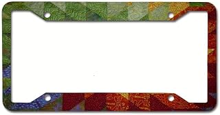 Lone Star Quilt Aluminum Metal License Plate Frame Tag with Chrome Screw Caps - Car License Plate Covers for US Vehicles