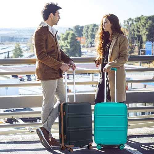 Kono 20'' Carry on Luggage Lightweight with Spinner Wheel TSA Lock Hardside Luggage Durable Small Carry on Suitcase Turquoise2