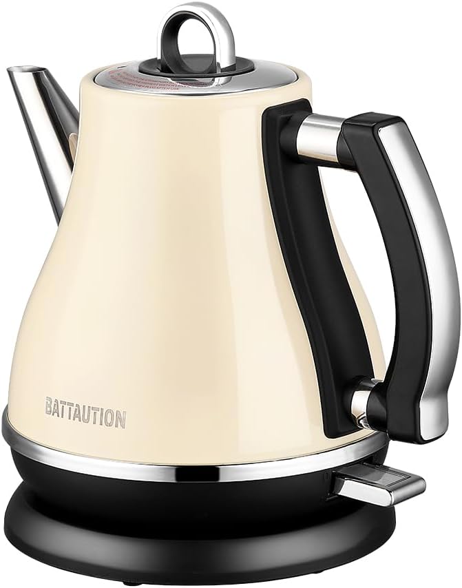Electric Kettle, 1000W 1.2 Liter Small Hot water Kettle Electric with 100% 304 Stainless Steel Auto-shut off and Boil Dry Protection and fast-heating Electric Tea Coffee Kettle Yellow Color