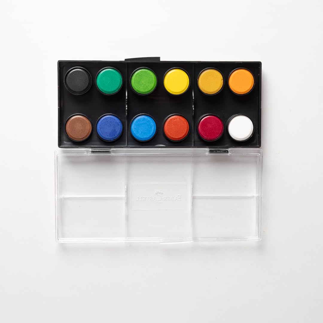 Faber-Castell Suluboya, 12 Renk, Büyük Boy Tablet, Parlak ve Canlı Renkler, Çocuklar İçin Uygun