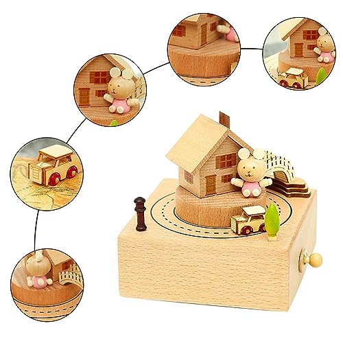 Image of AUGEN Exclusive Music Box Musical Boxes Carousel Children's Boutique Wooden Men and Women Birthday Creative Christmas Valentine's Day Gift Home Decoration (6057-A1)