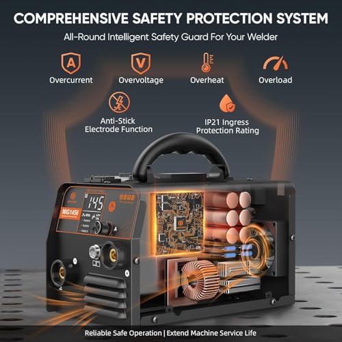 Image of H HZXVOGEN 145A MIG Welder, 110V /220V Flux Core Gasless MIG /Lift TIG /Stick