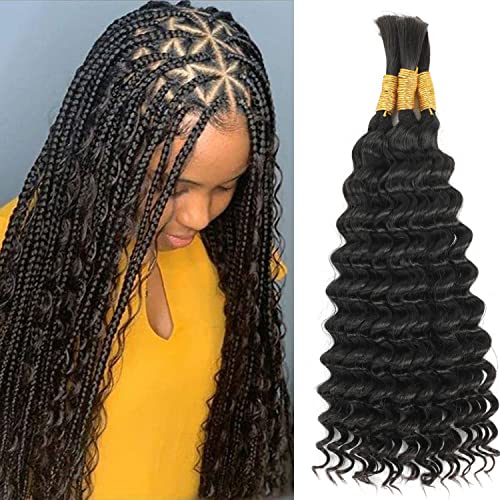 Bulk Human Hair For Braiding 100% Unprocessed Brazilian No Weft 20 Inch (100G (1Pack-2Bundles)) Human Hair Braids Extension Remy Human Braiding Hair For Micro Braids Hair Deep Bulk Natural Color #TOP7