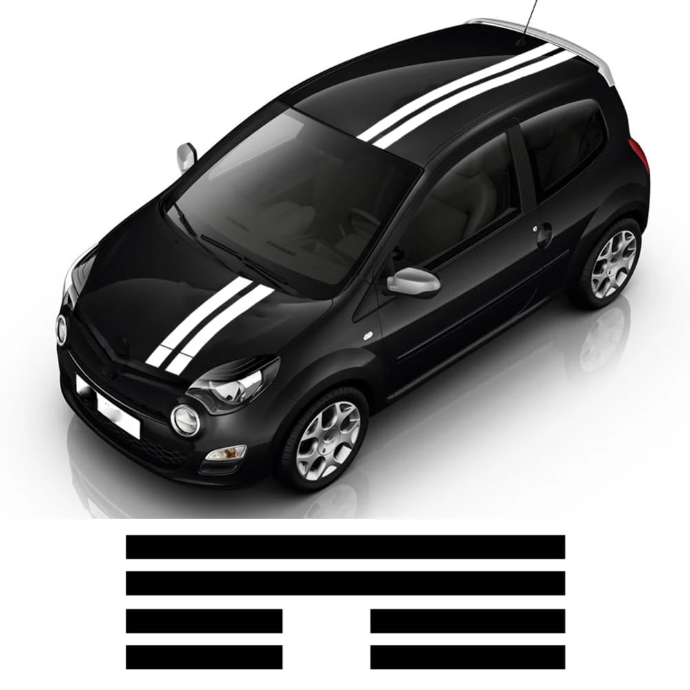 Racing Stripe Style Car Kit Autocollants, pour Renault Twingo 2 3 Vinyle Film Capot Capot Toit Arrière Queue Decor Décalcomanies Auto Tuning Accessoires
