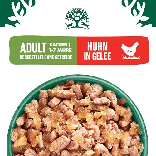 James WELLBELOVED 12 x 85g Katze Portionsbeutel Nassfutter ohne Getreide, Huhn in Gelee