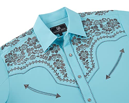 SALVAJE OESTE Embroidered Western Cowboy Shirts for Men Snap Button Long Sleeve Shirt with Western Cowboy Embroidery2