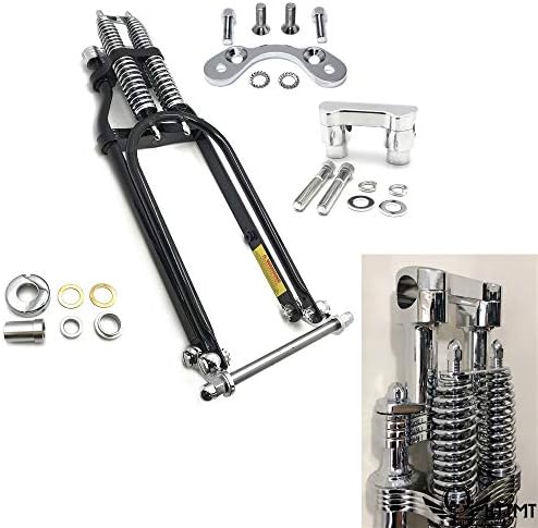 XKMT- Black 24" Springer Front End w/Handlebar Adapter & 2" Riser Compatible with Harley Bobber Chopper