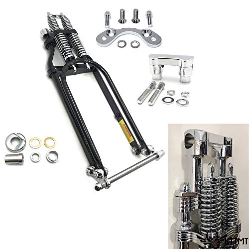 Xkmt- Black 24" Springer Front End W/Handlebar Adapter & 2" Riser Compatible With Harley Bobber Chopper #TOP7