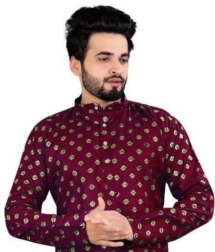 Image of Men's Printed Cotton Kurta