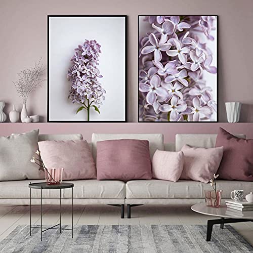 Toile botanique violette pour décoration murale de salon moderne scandinave 70x100cm