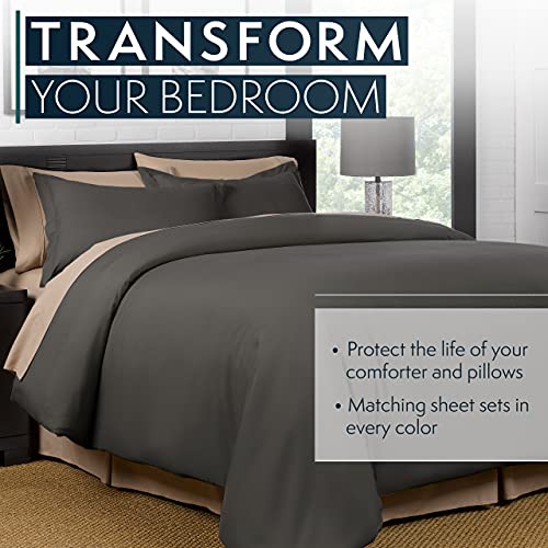 HC COLLECTION Duvet Cover - Grey King Size Duvet Cover - 3 Piece Soft Breathable Microfiber Duvet Cover Set with Zipper Closure & 2 Pillow Shams - Thumbnail 7