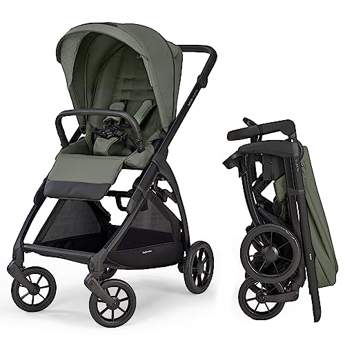 Inglesina Electa Full Size Baby Stroller - Lightweight At 19 Lbs, Reversible Seat, Compact Fold, One-Handed Open & Close, Adjustable Handle, Large Basket & All-Wheel Suspensions - Tribeca Green #TOP16