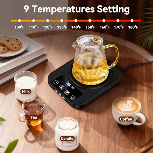 Image of Coffee Mug Warmer & Mug Set for Desk, Electric Coffee Cup Warmer with 16oz Heated Mug, Temperature Control Smart Coffee Heater with Auto Shut Off & 9 Temp Settings, Gifts for Men Women, Black