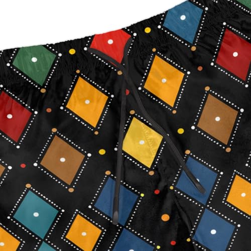 Men's Swim Trunks Size S Splendid Diamond Plaid with Mesh Lining Soft Breathable Quick Dry Beach Shorts Black4