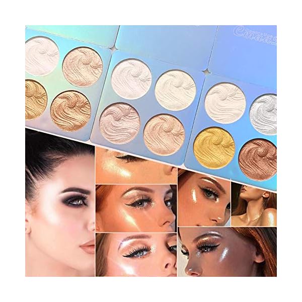CmaaDU 4 Colors Shimmer Highlighter Highlight Hilight Makeup Palette Highlighter Powder iluminadores iluminador de maquillaje,White Pink Champagne Gold Shimmer Highlighter Primer Face Makeup Glitter