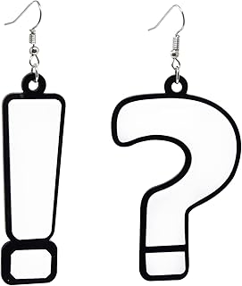 Acrylic Question Mark Exclamation Mark Asymmetric Earrings Nightclub Personality Exaggerated Earrings Funny Punk Hip Hop Earrings