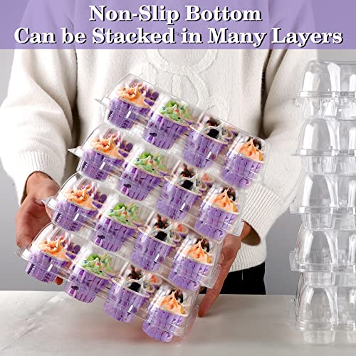 Liengoron 12Count X 60Pack Mini Dozen Cupcake Holders Cupcake Boxes Cupcakes Containers 12Counts Cupcake Carriers With Detachable Dome Lid Disposable Plastic Cupcake Boxe Bulk Clear Cupcake Containers #TOP4