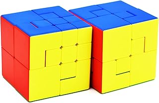 Yealvin Speed Cube Set, Magic Cube Bundle of Puppet Cube V1 and V2 Stickerles Bandaged Magic Speed Cube Puzzle Cube Brain Teasers 2Pack