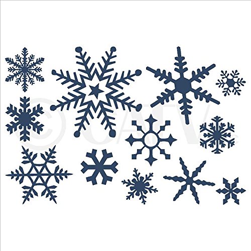 Juego de 12 adhesivos de vinilo para pared con diseño de copos de nieve