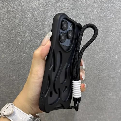 中空放熱3D炎電話ケース iPhone 17 16 Pro Max 15 14 13 12 11 Pro Max Plus ファッション付き