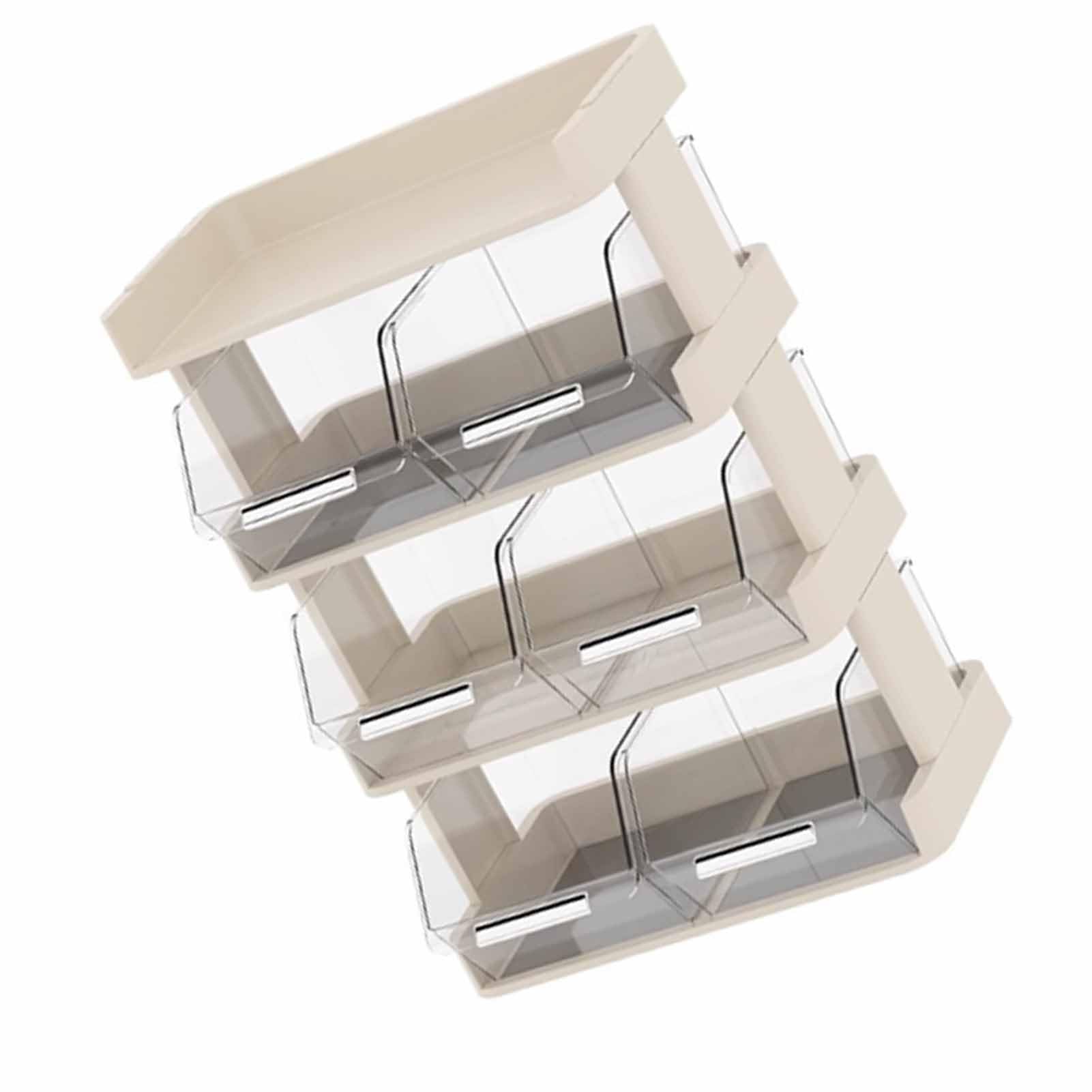 Organizzatore per Bustine di tè, Elegante Scaffale Multifunzionale per Bustine di tè e Capsule di caffè per Scrivania, Plastica Resistente, Design Bianco Crema (4 strati 30x17x42,5 cm)
