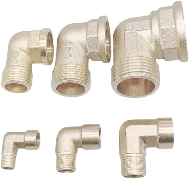Pipe connector, Female X Male Thread 90 Deg Brass Elbow Pipe Fitting Connector, for Home Garden Copper Adapter Accessories(1/4")
