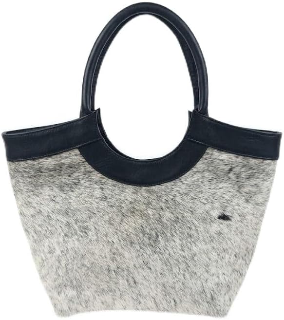 Genuine Cowhide Leather Tote Bag for Women, Hair on Hide Handbag with Top Handle, Stylish Purse for Work Travel Use
