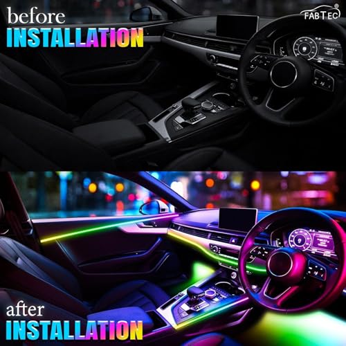 Image of Fabtec K4 Ambience Light 18 in 1 Multi Color Running Matrix Interior Atmosphere Ambient Light for Dashboard, Under Dashboard & Doors (App Controlled, 18 Pc)