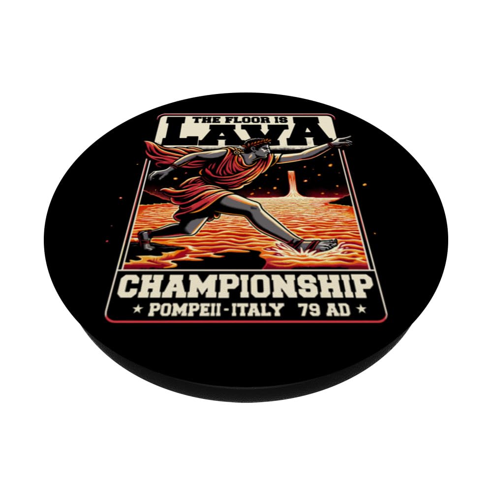 The Floor Is Lava Pompeii Championship PopSockets Swappable PopGrip, Black - Image 2