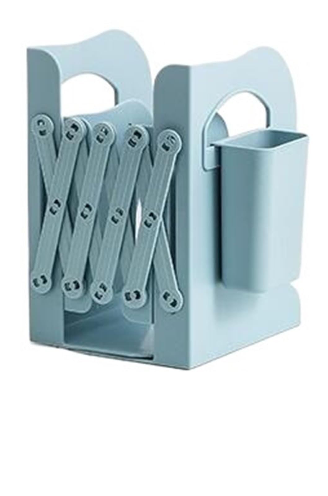 Bookends Bookend Telescopic Storage Rack Pen Holder Book End Fixed Stand Fold Desktop Container(Blue)