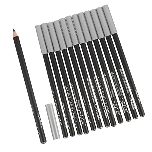 DECOMELODY 12Piezas Lápiz Delineador De Ojos Negro Lápices De Maquillaje Para Ojos Para Delineado y Larga Duración