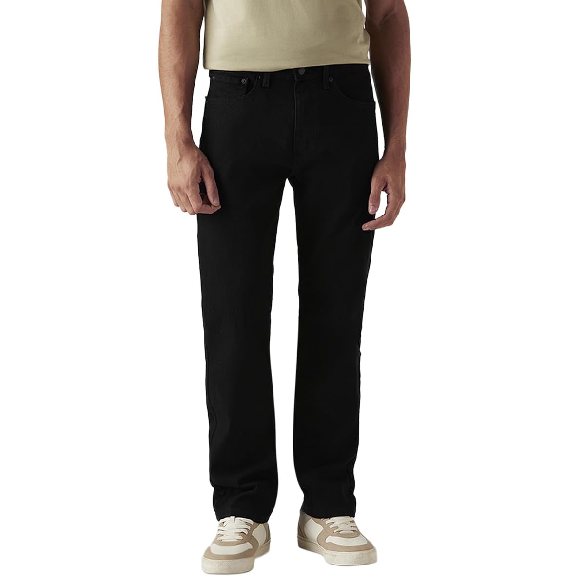 Men's 505 Black Straight Fit Mid-Rise Jeans