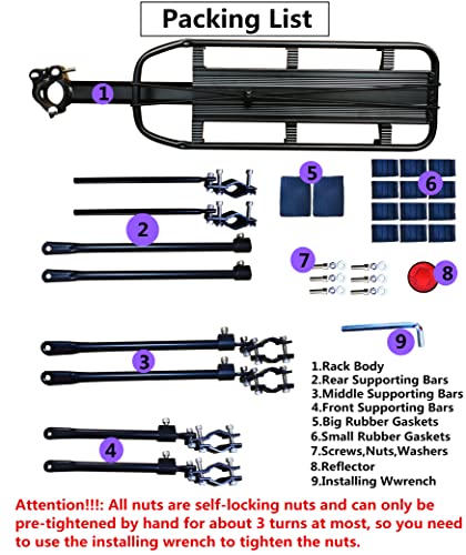 Comingfit Bike Carrier Rack, 400Lbs Capacity Solid Bearings Universal Adjustable Bicycle Luggage Cargo Rack #TOP3
