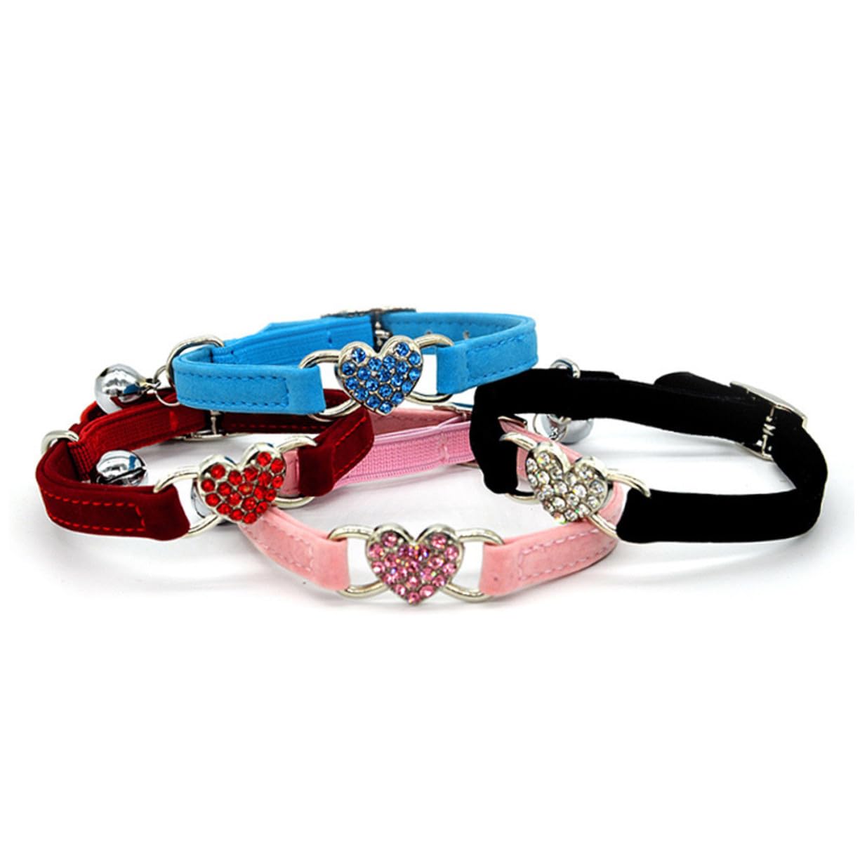 Collier Réglable pour Chat Forme Cœur avec Décoratifs et Clochette Accessoire et Élégant pour et pour Usage Quotidien Intérieur et Extérieur pour Propriétaires Animaux