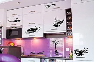 Pots and Pans Plates Kitchen Sticker Decal Wall Art Kitchen Cooking Art Chef Restaurant Decor Home Decor Decal Vinyl Sticker tr773