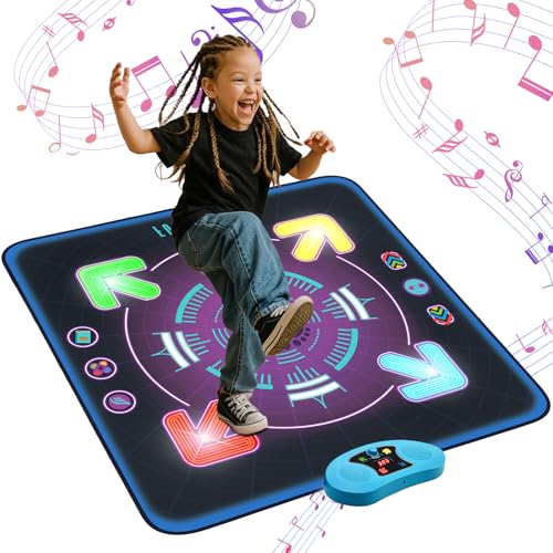 Eygood Alfombras de Baile para Niños 3 Modos de Juego Alfombra Musical con Luces LED, Juguetes Regalo de cumpleaños de Navidad para niñas y niños de 4 5 6 7 8 9 10 años