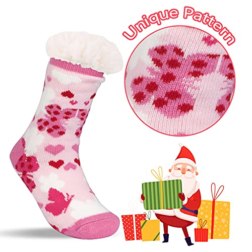 Image of 3 Pairs Fuzzy Slipper Socks for Women Men, Winter Warm Soft Fleece Lined Non Skid