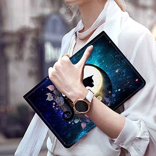 For Fire Hd 10 Case 2021,Fire Hd 10 Plus Tablet Case (11Th Generation, 2021 Release), Multi-Angle Slim Stand Smart Cover Cases For New Amazon Kindle Fire Hd 10 10.1"-Floral Cat Moon Night #TOP5