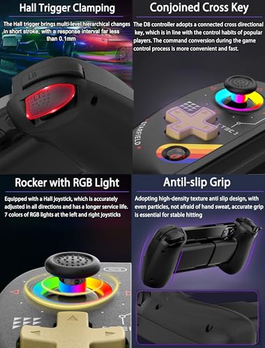 Koiiko Game Controller for iPad, Tablet, iPhone/Android/PC/Switch/PS3/PS4 Gamepad Joystick, Supports Mobile Cloud Game, Streaming on PS5/Xbox/PC, with 7-color RGB lights/Turbo, Star Black