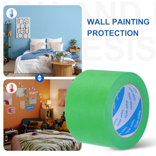 Image of PATIKIL Painters Tape 3 Inch x 55 Yards, Adhesive Masking Tape Green Paint Tapes for Wall Painting DIY Artist Craft Arts Decoration Labeling
