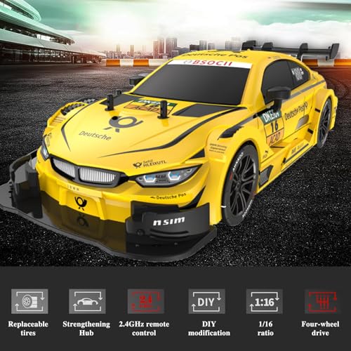 Goolsky 1:16 Scale RC Drift Car, 2.4GHz 4WD Racing Car with LED Lights Drifting Tires, High Speed Drifting 40 km/h, 15-20 min Playtime, Racing Sport Toy Gift for Children Boys Girls - Image 2