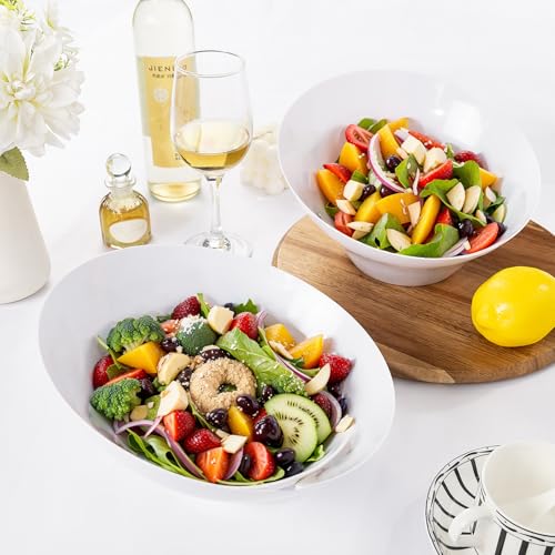 bUCLA 12 Pack White Plastic Serving Bowls - 54 OZ Angled Table Salad and Fruit Bowls Disposable for Chip&Candy - Ideal for Party & Wedding - Image 4